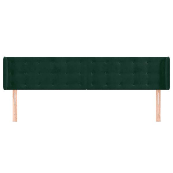 vidaXL Tăblie de pat cu aripioare verde &icirc;nchis 203x16x78/88 cm catifea