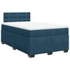 vidaXL Pat box spring cu saltea, albastru &icirc;nchis, 120x200 cm, catifea