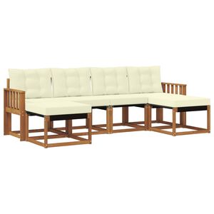 vidaXL Set de canapele de exterior cu pernă 6 pcs Natural și Crem