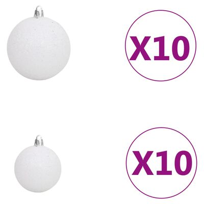 vidaXL Brad Crăciun pre-iluminat artificial, set globuri, alb, 240 cm