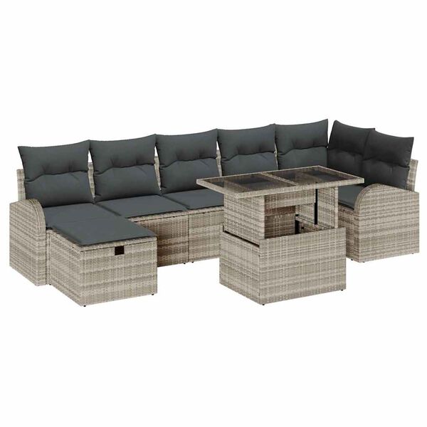 vidaXL Set de canapele pentru grădină 8 pcs Gri deschis Rattan poli