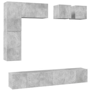 vidaXL Set de dulapuri TV, 8 piese, gri beton, lemn prelucrat