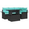 vidaXL Set de canapele pentru grădină cu pernă 5 pcs Negru poliratan