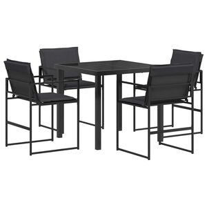 vidaXL Set de masă pentru grădină 5 pcs Negru și gri &icirc;nchis