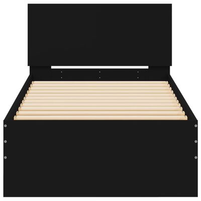 vidaXL Cadru de pat cu tăblie și lumini LED, negru, 75x190 cm