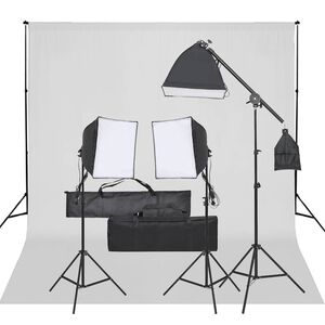 vidaXL Kit studio foto cu set de lumini și fundal