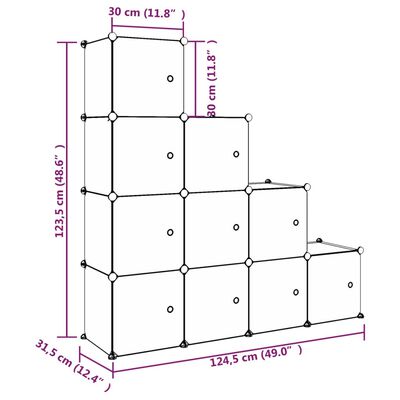 vidaXL Dulap de depozitare cub pentru copii, 10 cuburi, alb, PP
