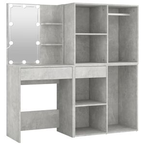 vidaXL Masă toaletă cu LED/2 dulapuri, gri concret, lemn prelucrat