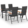 vidaXL Set mobilier de grădină, 5 piese, negru și maro