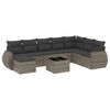 vidaXL Set canapele de grădină, 9 piese, cu perne, gri, poliratan