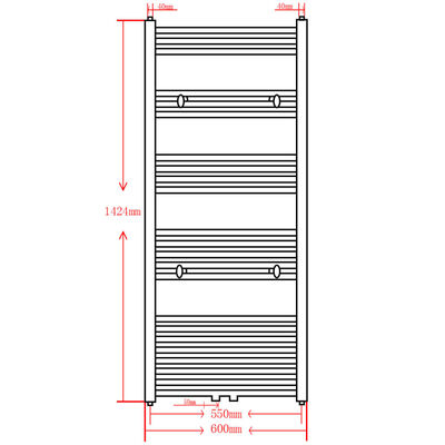 vidaXL Radiator port-prosop încălzire baie, gri, 600x1424 mm, curbat