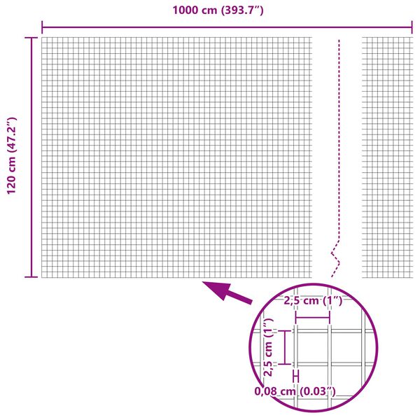vidaXL Gard din sârmă sudată Argintiu 1.2 x 10 m Oțel