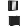 vidaXL Set mobilier de baie, 2 piese, negru, lemn compozit
