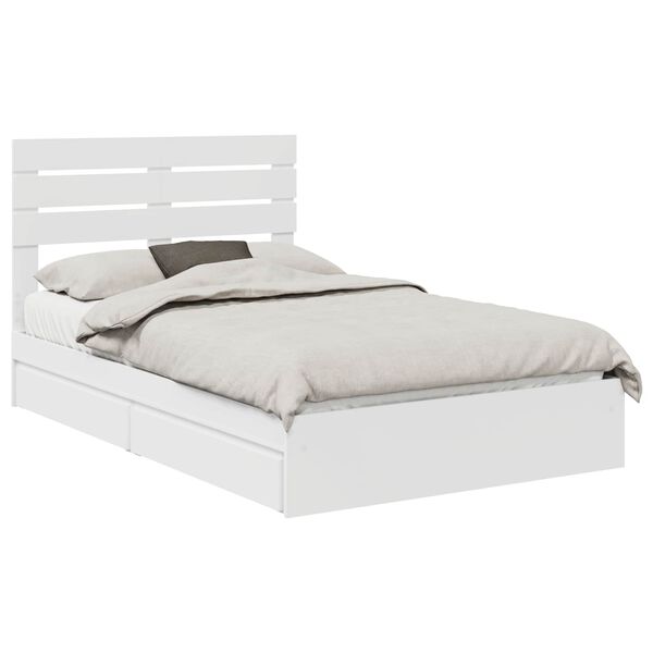 vidaXL Pat cu storage cu headboard Alb 120 x 200 cm Lemn compozit