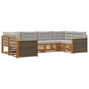 vidaXL Set de canapele de exterior 6 pcs Natural și gri deschis