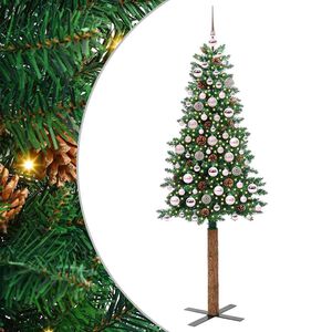 vidaXL Brad de Crăciun subțire Verde 180 cm PVC și lemn de PIN masiv