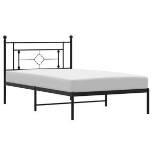 vidaXL Cadru de pat din metal cu tăblie, negru, 107x203 cm