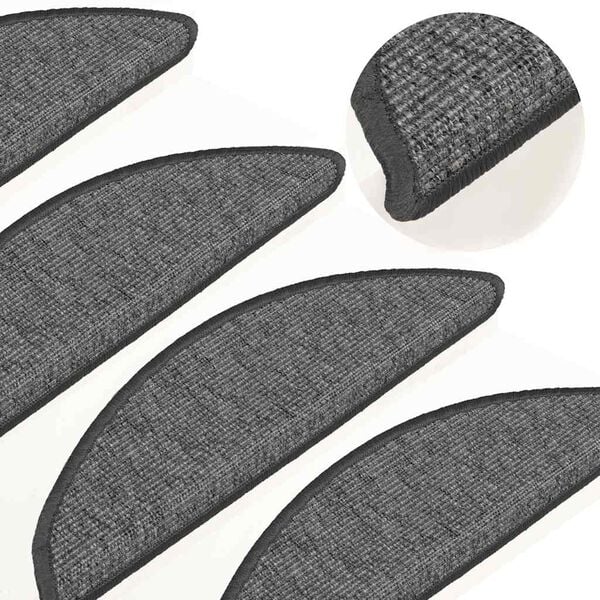 vidaXL Covorașe pentru scări, 15 buc., 56x17x3 cm, bej și gri, semirotunde