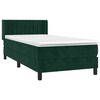 vidaXL Pat box spring cu saltea, verde &icirc;nchis, 80x200 cm, catifea