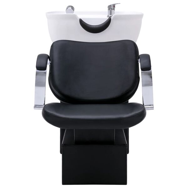 vidaXL Unitate de șamponare cu scaun de salon, piele ecologică