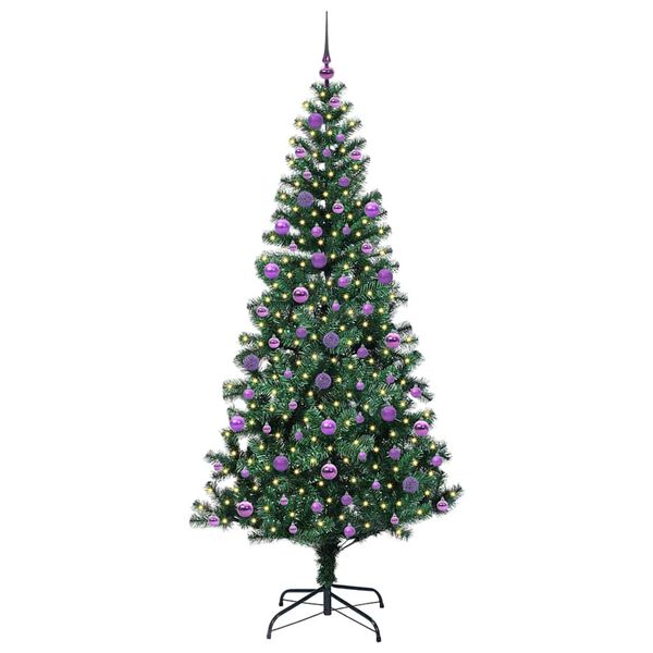 vidaXL Pom de Crăciun artificial pre-iluminat cu 300 LED Verde 210 cm