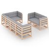 vidaXL Set mobilier de grădină cu perne, 7 piese, lemn masiv de pin