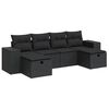 vidaXL Set mobilier de grădină cu perne, 6 piese, negru, poliratan
