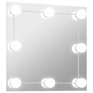 vidaXL Oglindă de perete cu lumini LED, sticlă, pătrată