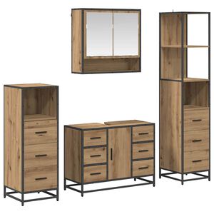 vidaXL Set de mobilier pentru baie cu sertar 4 pcs Stejar Artizanal