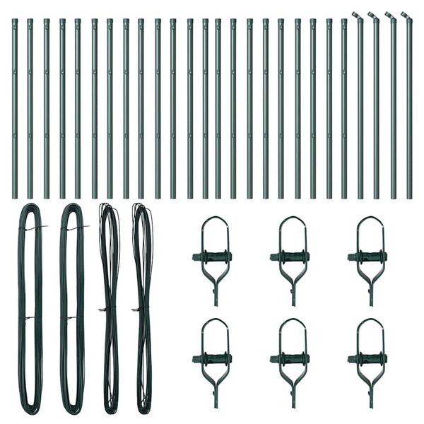 vidaXL Stâlp de gard. Altele 26 pcs Verde 3,2 x 3,2 x 100 cm Oțel