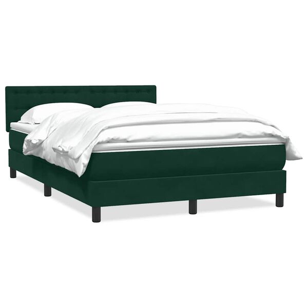 vidaXL Pat box spring cu saltea, verde &icirc;nchis, 160x210 cm, catifea
