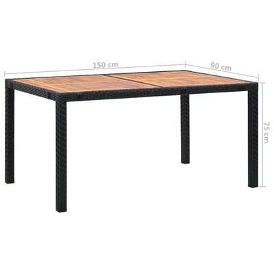 vidaXL Set mobilier de exterior 7 piese negru poliratan lemn de acacia