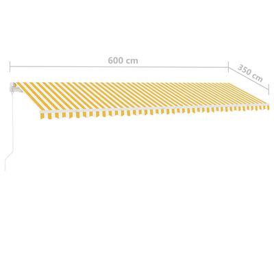vidaXL Copertină autonomă retractabilă manual, galben/alb, 600x350 cm