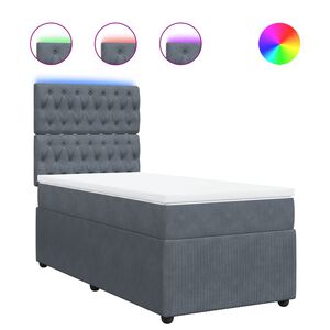 vidaXL Pat box spring cu saltea, gri &icirc;nchis, 80x200 cm, catifea