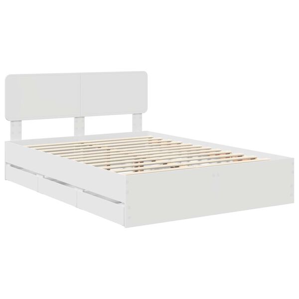 vidaXL Cadru de pat cu headboard Alb 150 x 200 cm Lemn prelucrat