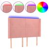 vidaXL Tăblie de pat cu LED, roz, 147x16x118/128 cm, catifea