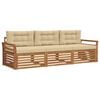 vidaXL Set de canapele de exterior cu pernă 3 pcs Natural și Bej