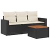 vidaXL Set mobilier de grădină cu perne, 4 piese, negru, poliratan