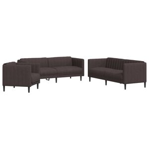 vidaXL Set canapele, 3 piese, maro &icirc;nchis, material textil