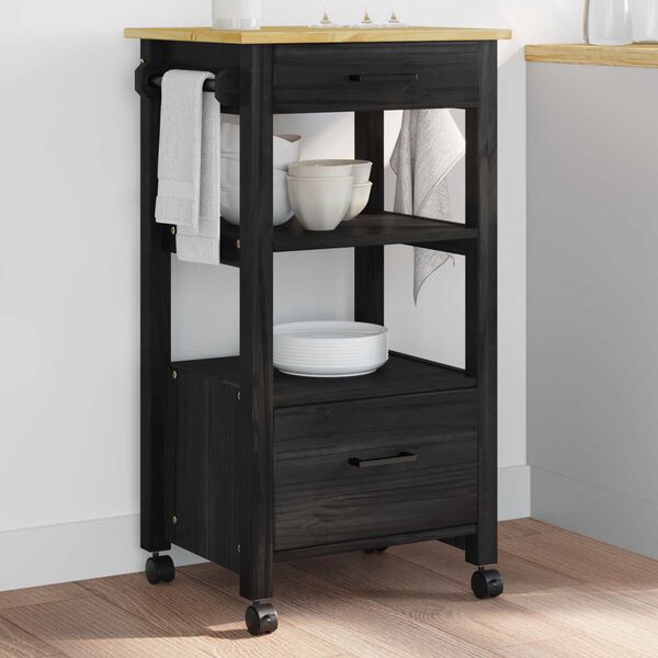 vidaXL Troler de Bucătărie Simplu Negru