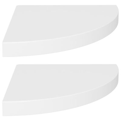 vidaXL Rafturi colț de perete, 2 buc., alb, 35x35x3,8 cm, MDF