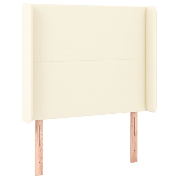 vidaXL Tăblie de pat cu aripioare, crem, 103x16x118/128 cm, piele eco
