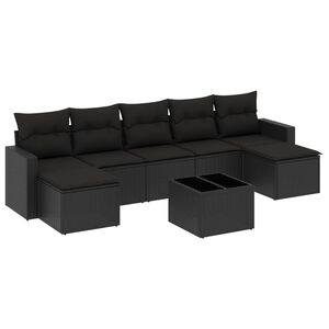 vidaXL Set mobilier de grădină cu perne, 8 piese, negru, poliratan