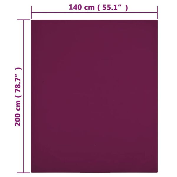 vidaXL Cearșaf de pat cu elastic, bordo, 140x200 cm, bumbac