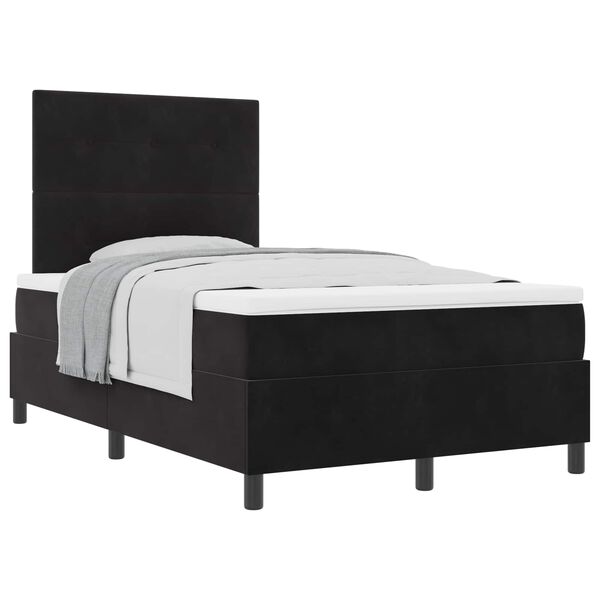 vidaXL Pat cu arcuri cu saltea cu headboard Negru 120 x 190 cm Catifea