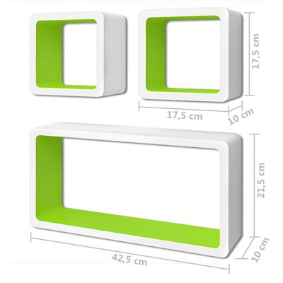 vidaXL Rafturi cub de perete, 6 buc., alb și verde