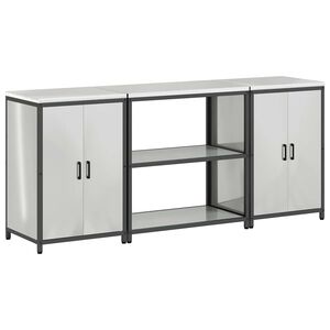 vidaXL Set de depozitare pentru bucătărie cu raft 3 pcs Argintiu