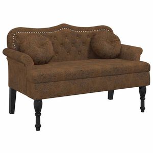 vidaXL Bancă cu perne maro 120,5x65x75 cm piele ecologică &icirc;ntoarsă
