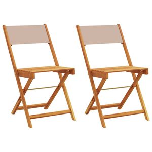 vidaXL Scaune pliante 2 buc., lemn masiv de salc&acirc;m și material textil, culoare taupe
