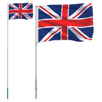 vidaXL Steag Marea Britanie și stâlp din aluminiu, 5,55 m
